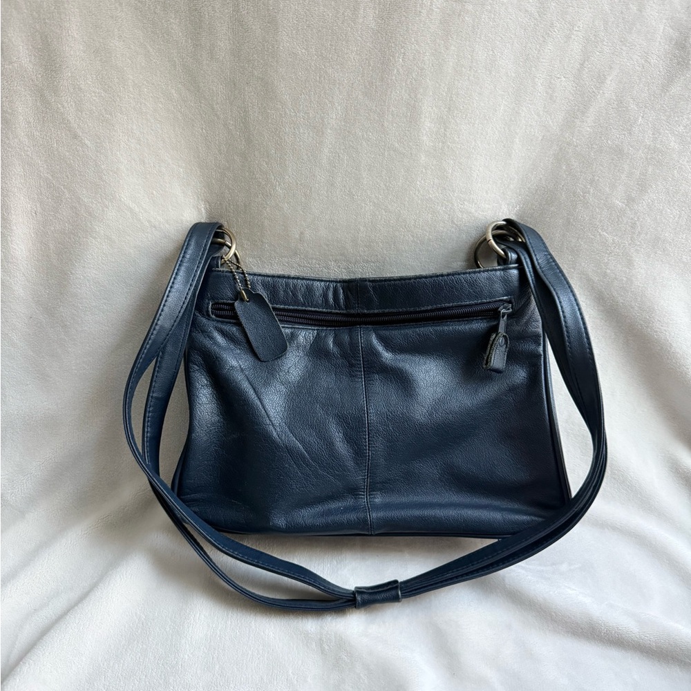 Navy Leather Shoulder Bag